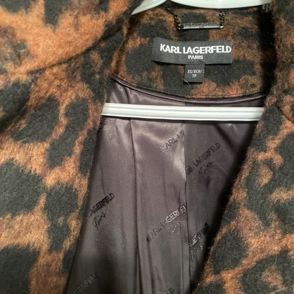 Karl Lagerfeld leopard print wool blend coat with satin lining - Picture 4 of 4
